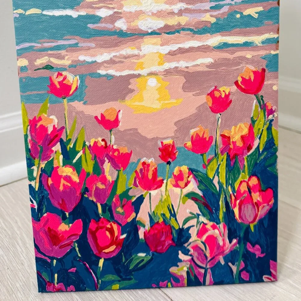 Handmade Tulip Sunset Painting – Original Acrylic Art